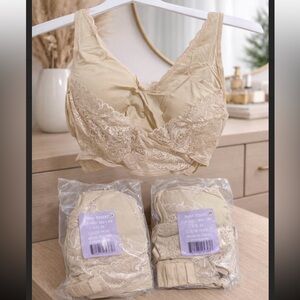Beige Lace Wireless Comfort Bralette - Intimates 3 Pack CaraMia Bra - nude - 2Xl